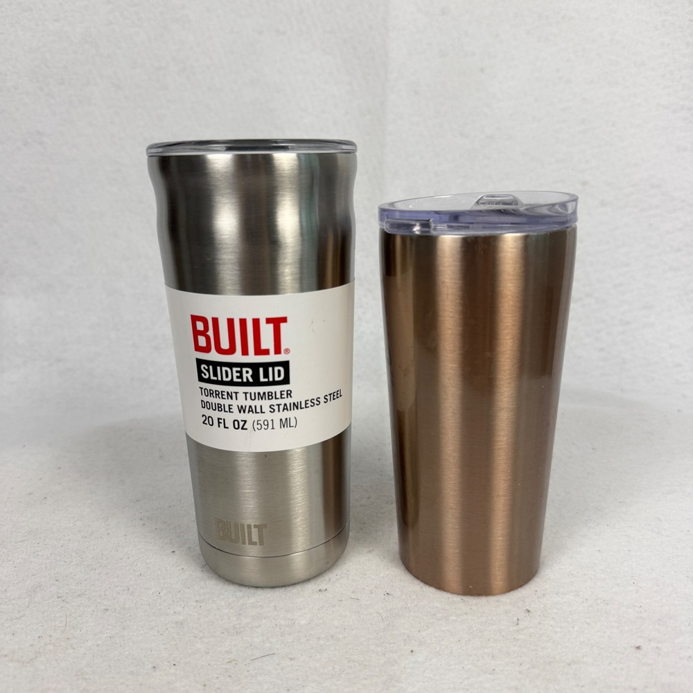 Set of 2 Built Tumbler 20 oz Double Wall Stainless Steel Silver Copper